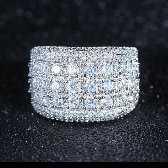 Shop the Latest Platinum Plated Simulated Diamonds Ring - Picture 5 of 7